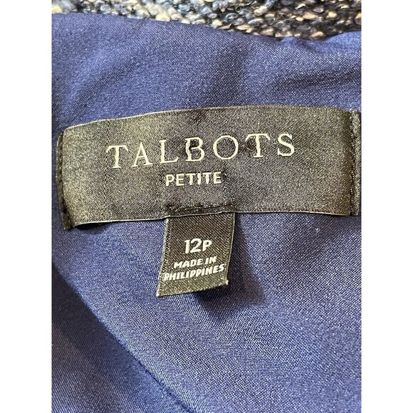 Talbots Blue Tweed Barleycorn Long Sleeve Double Breasted Career Blazer 12P - Picture 5 of 9
